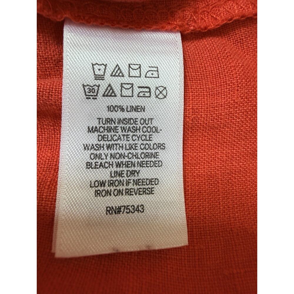 CYNTHIA ROWLEY 100% Linen Dress Womens Coral Small Resort Coastal Grandma Boho - Picture 9 of 12